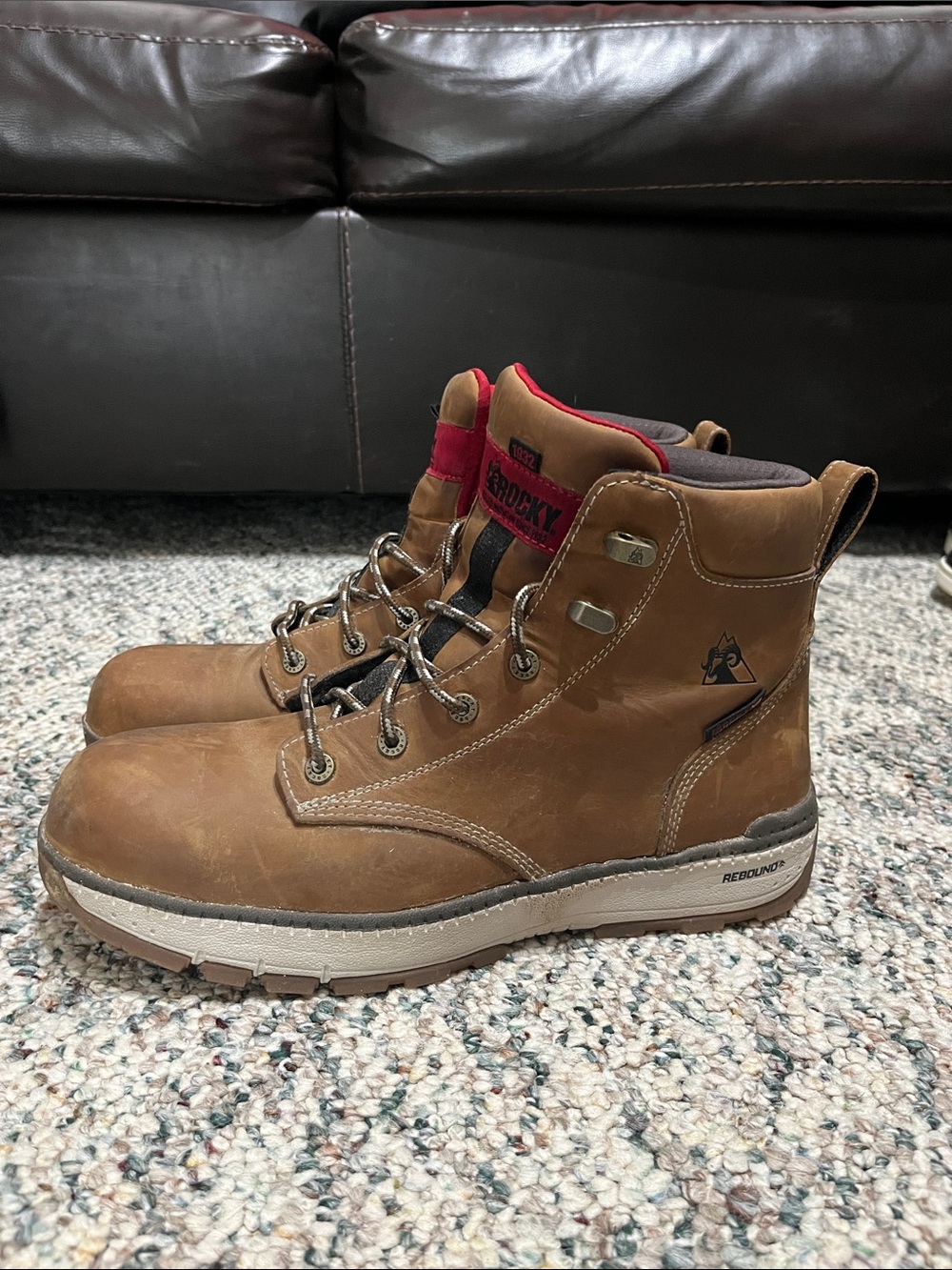 Rocky Brown Leather Work Boots with Composite Toe